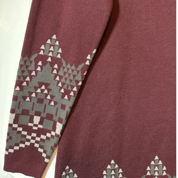 Bob Timberlake Sweater Knit Dress Burgundy Gray Sz XL Aztec Western Southwestern - Picture 5 of 12